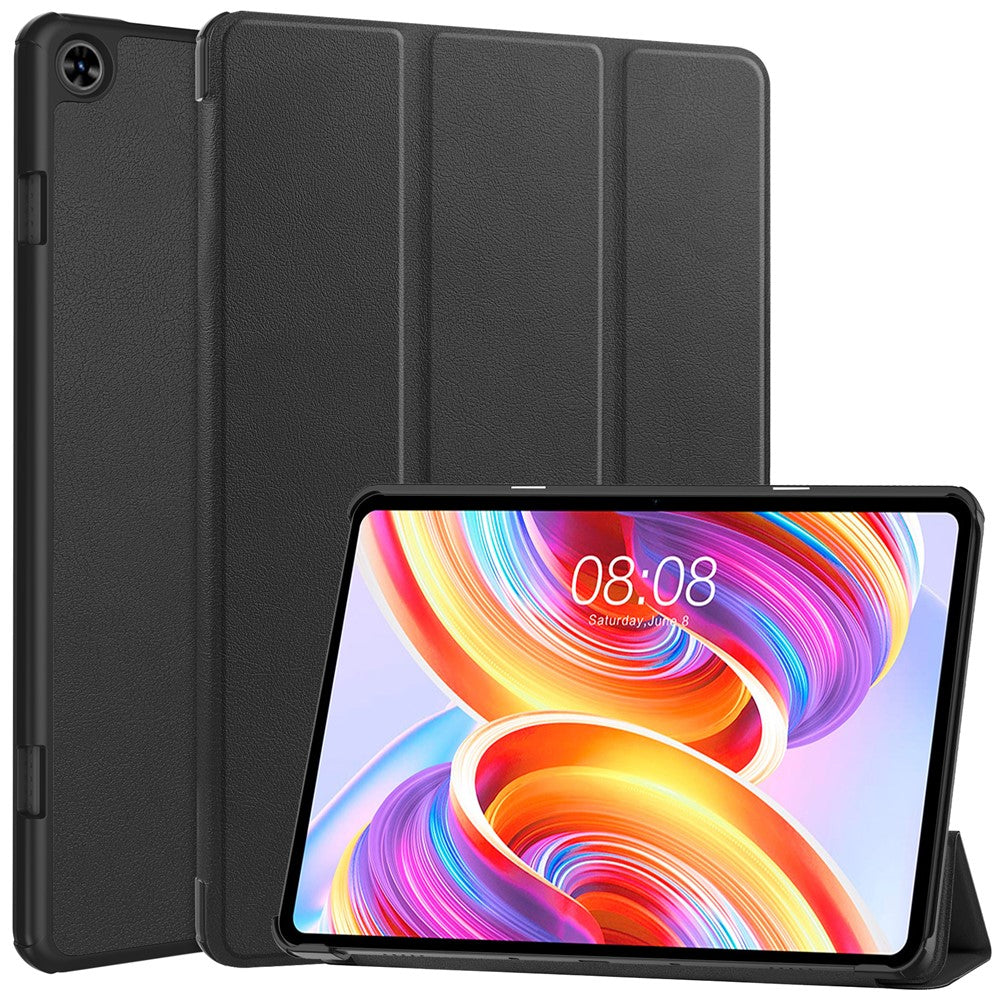 For Teclast T50 Tri-fold Stand Shell Auto Sleep  /  Wake Tablet Case PU Leather Full Protective Cover