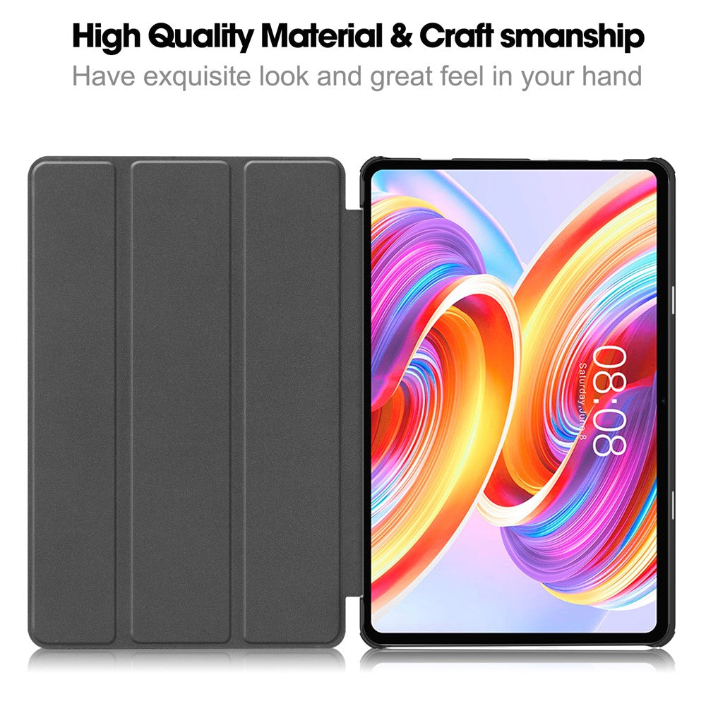 For Teclast T50 Tri-fold Stand Shell Auto Sleep  /  Wake Tablet Case PU Leather Full Protective Cover