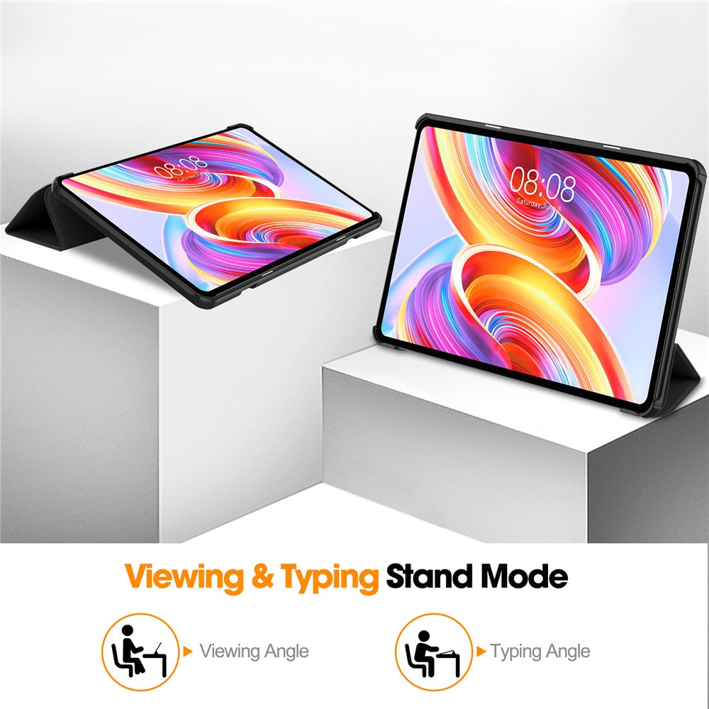 For Teclast T50 Tri-fold Stand Shell Auto Sleep  /  Wake Tablet Case PU Leather Full Protective Cover