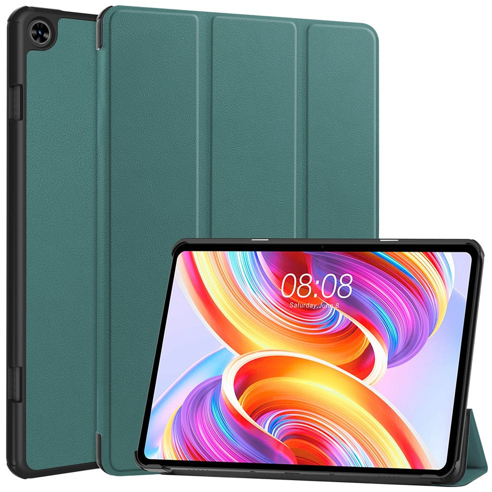 For Teclast T50 Tri-fold Stand Shell Auto Sleep  /  Wake Tablet Case PU Leather Full Protective Cover