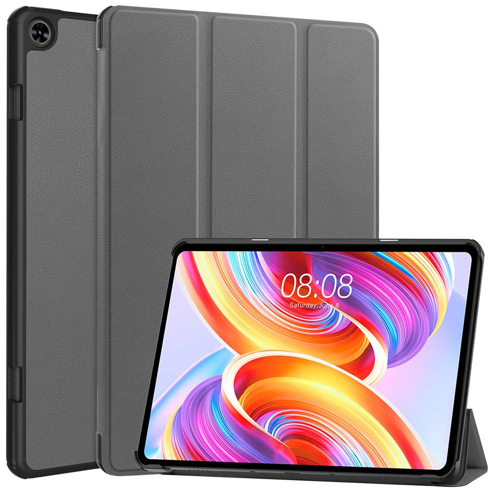 For Teclast T50 Tri-fold Stand Shell Auto Sleep  /  Wake Tablet Case PU Leather Full Protective Cover