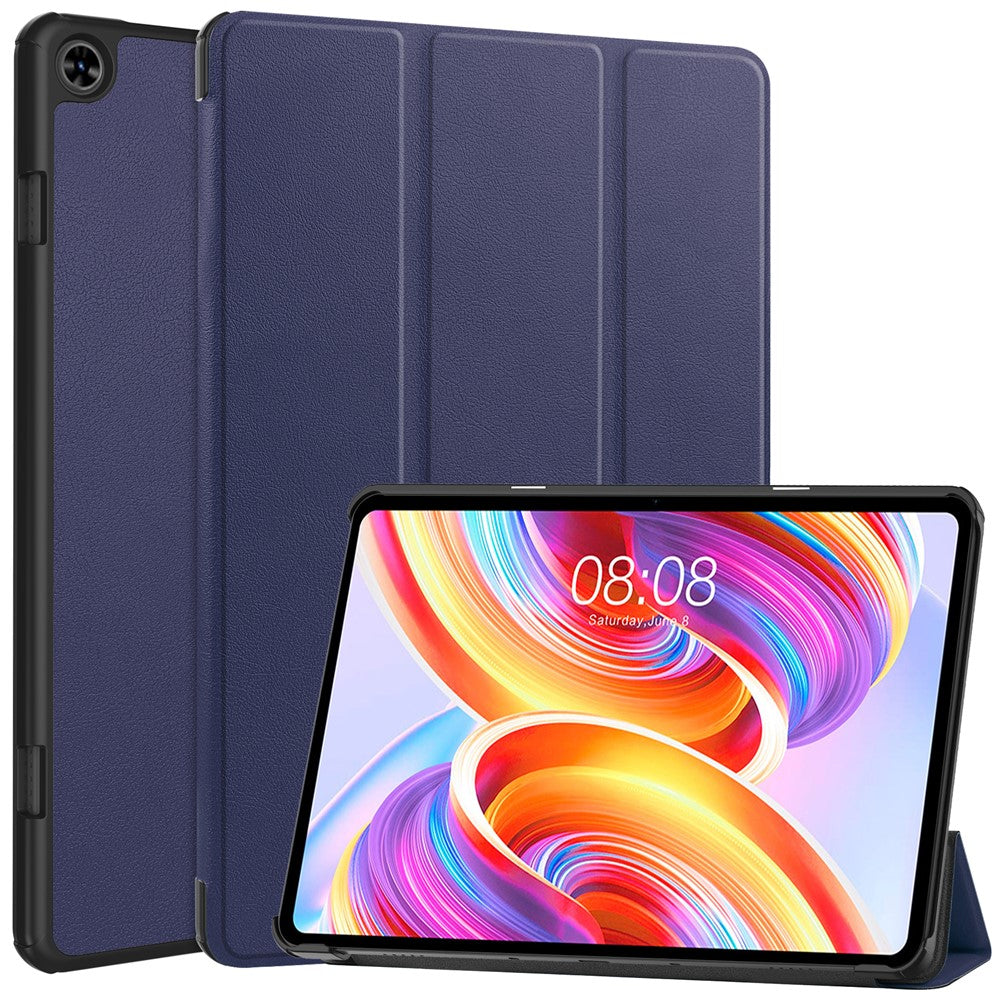 For Teclast T50 Tri-fold Stand Shell Auto Sleep  /  Wake Tablet Case PU Leather Full Protective Cover