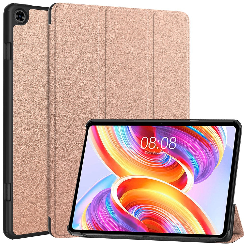 For Teclast T50 Tri-fold Stand Shell Auto Sleep  /  Wake Tablet Case PU Leather Full Protective Cover
