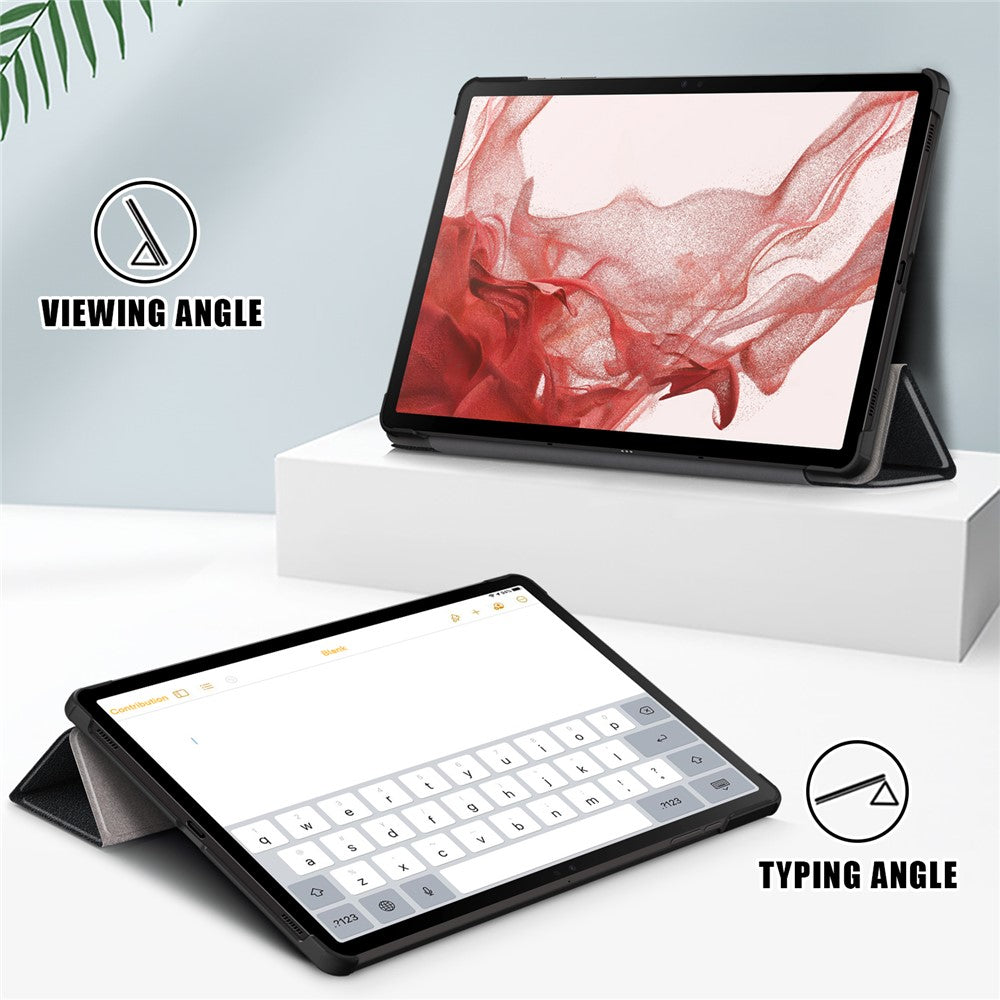 For Samsung Galaxy Tab S10+ Wi-Fi SM-X820 SM-X826B / Tab S9+ PU Leather Trifold Stand Cover Auto Wake / Sleep Smart Tablet Case