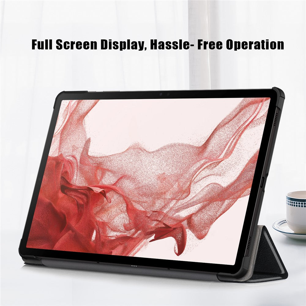 For Samsung Galaxy Tab S10+ Wi-Fi SM-X820 SM-X826B / Tab S9+ PU Leather Trifold Stand Cover Auto Wake / Sleep Smart Tablet Case
