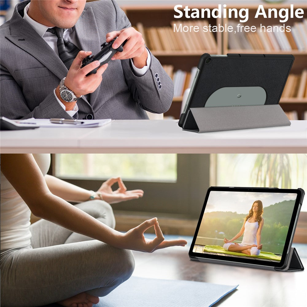 Pure Color Protective Case for Google Pixel Tablet PU Leather Anti-drop Tablet Cover with Case Tri-fold Stand