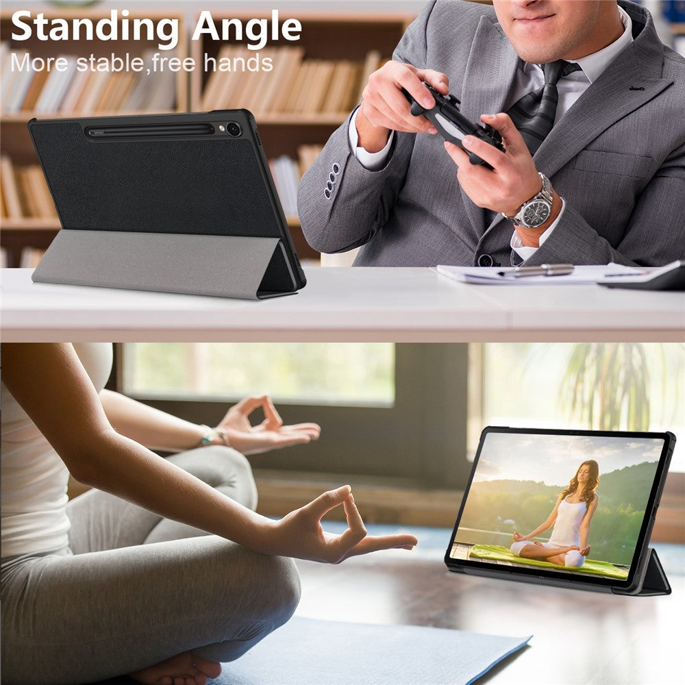 For Samsung Galaxy Tab S10 FE / S9 FE / S9 SM-X710, SM-X716B, SM-X718U PU Leather Cover Smart Tablet Case