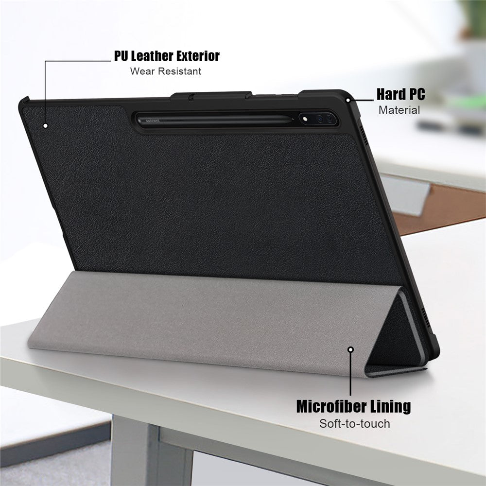 Leather Case for Samsung Galaxy Tab S10 Ultra Wi-Fi SM-X920 SM-X926B / Tab S9 Ultra SM-X910 M-X916B SM-X918U , Tri-Fold Stand Anti-Drop Tablet Cover