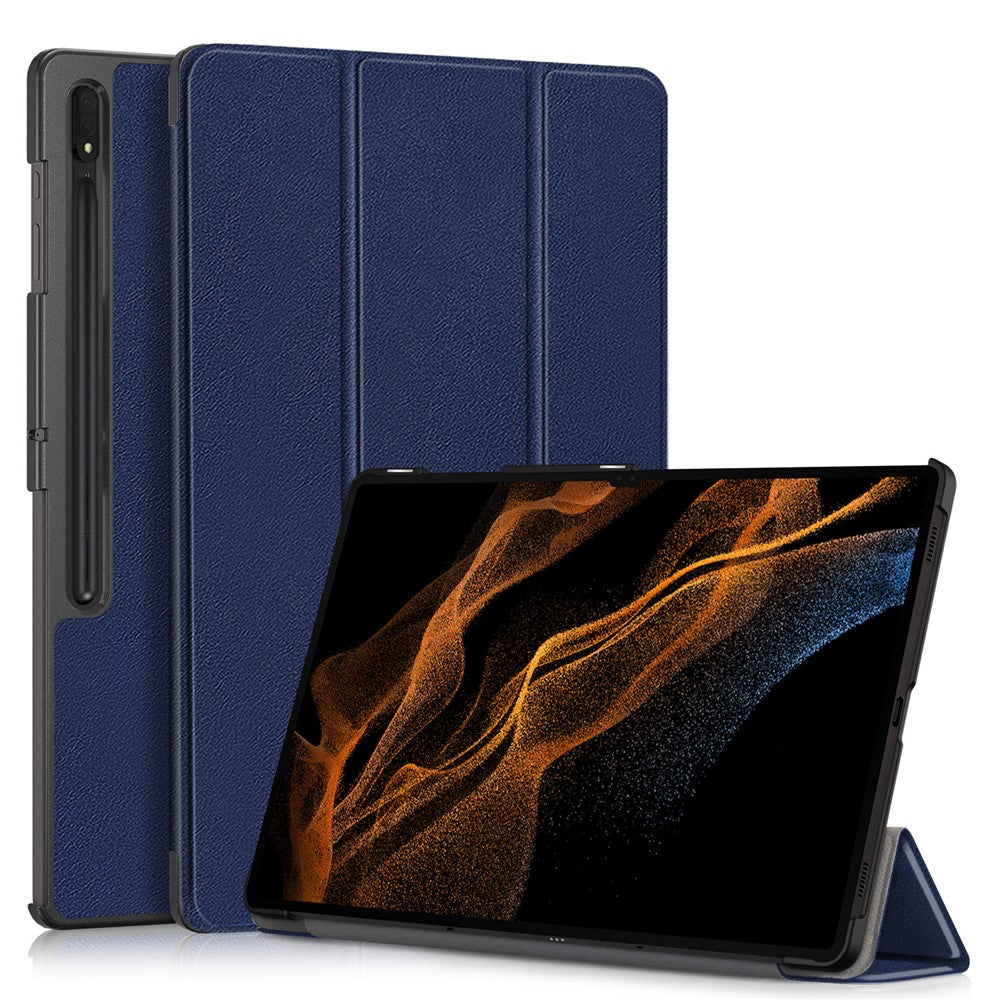 Leather Case for Samsung Galaxy Tab S10 Ultra Wi-Fi SM-X920 SM-X926B / Tab S9 Ultra SM-X910 M-X916B SM-X918U , Tri-Fold Stand Anti-Drop Tablet Cover