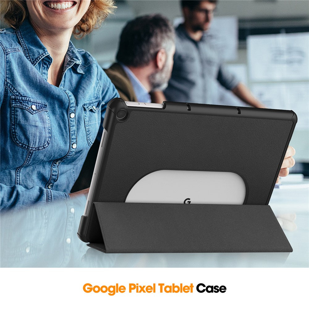 For Google Pixel Tablet Tri-fold Stand Tablet Case PU Leather Anti-drop Tablet Cover