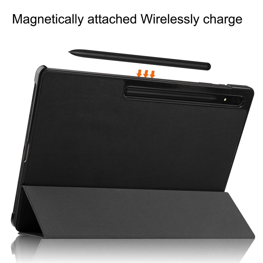 For Samsung Galaxy Tab S9 Ultra Tablet Case PU Leather Tri-fold Stand Smart Cover