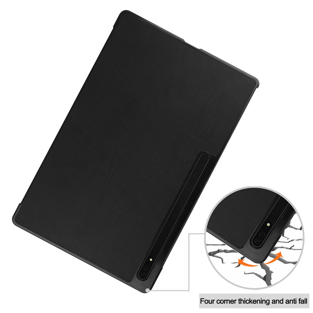 For Samsung Galaxy Tab S9 Ultra Tablet Case PU Leather Tri-fold Stand Smart Cover