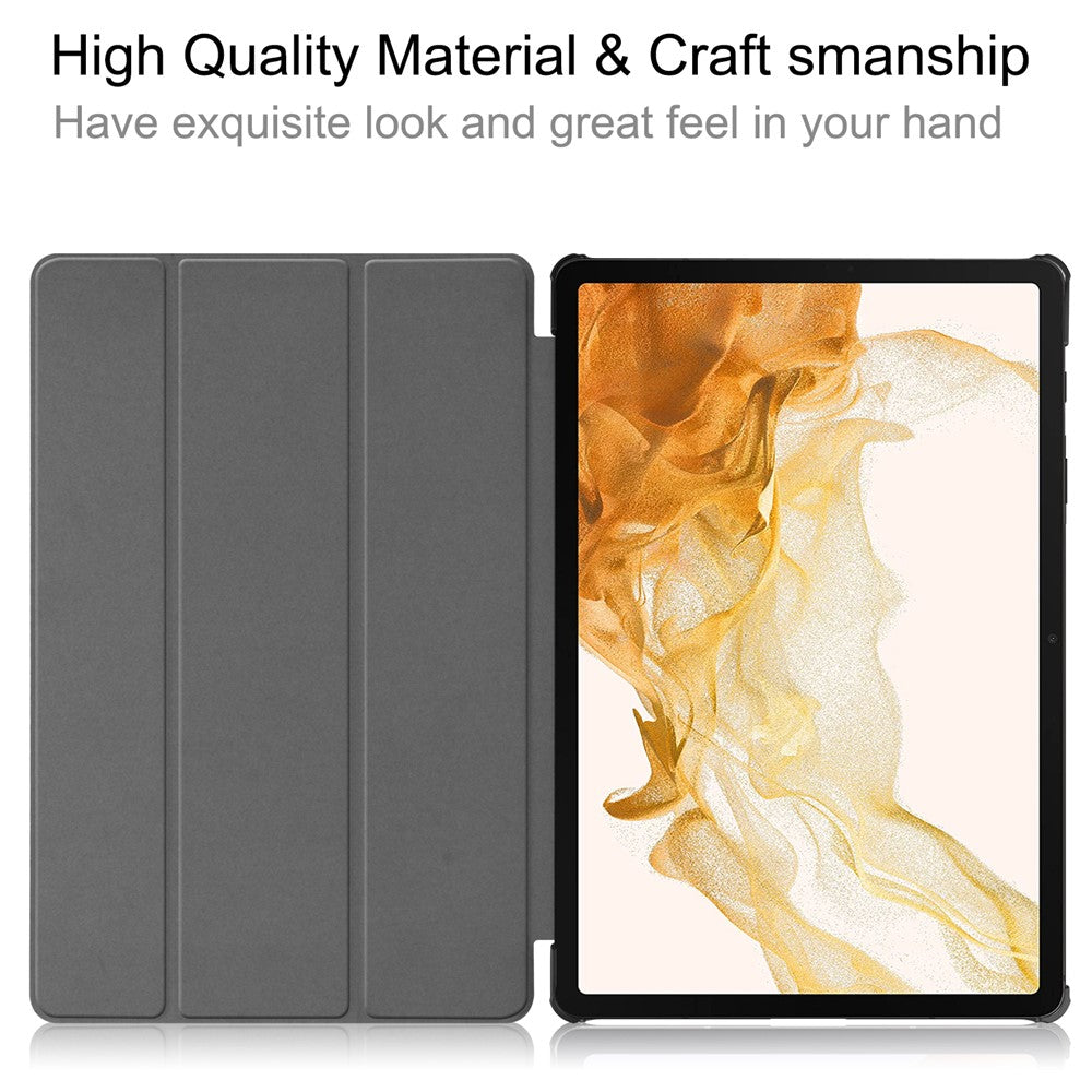 For Samsung Galaxy Tab S9+ Tri-Fold Stand Tablet Case PU Leather Shock Resistant Smart Cover