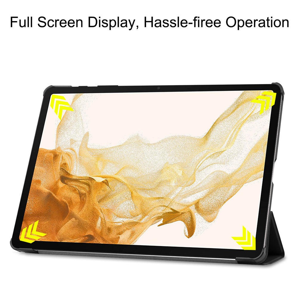 For Samsung Galaxy Tab S9+ Tri-Fold Stand Tablet Case PU Leather Shock Resistant Smart Cover