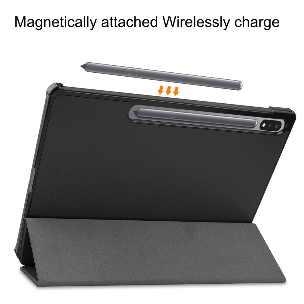 For Samsung Galaxy Tab S9+ Tri-Fold Stand Tablet Case PU Leather Shock Resistant Smart Cover