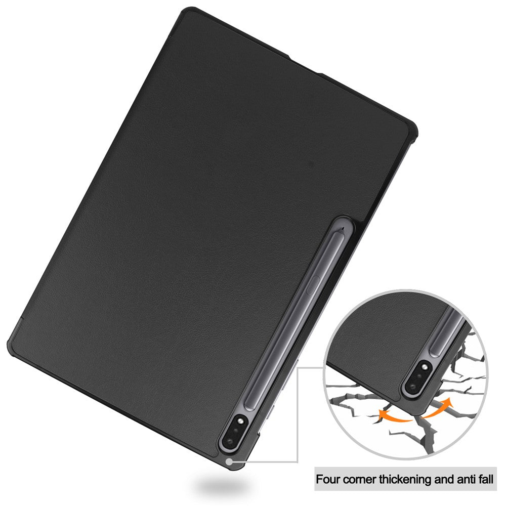 For Samsung Galaxy Tab S9+ Tri-Fold Stand Tablet Case PU Leather Shock Resistant Smart Cover
