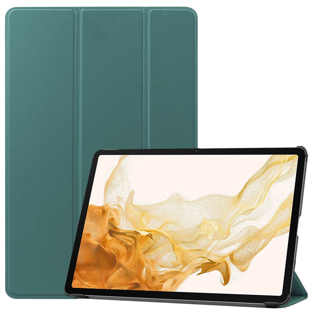 For Samsung Galaxy Tab S9+ Tri-Fold Stand Tablet Case PU Leather Shock Resistant Smart Cover