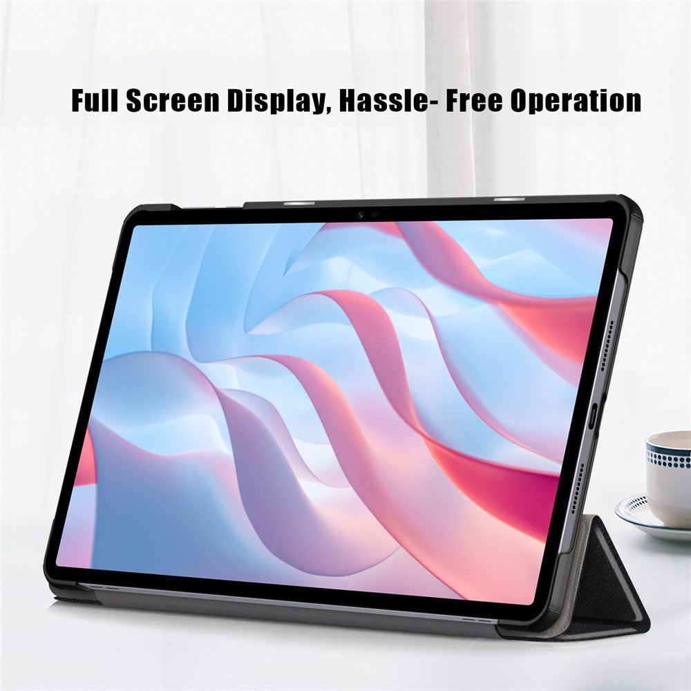 Trifold Stand Cover for Honor Pad X9 / Pad X8 Pro , Solid Color PU Leather Tablet Case