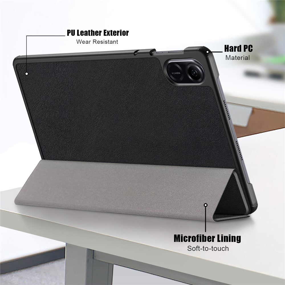 Trifold Stand Cover for Honor Pad X9 / Pad X8 Pro , Solid Color PU Leather Tablet Case