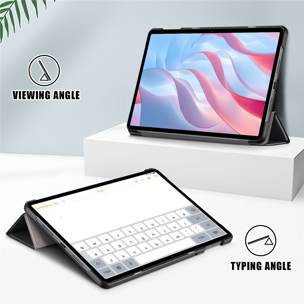 Trifold Stand Cover for Honor Pad X9 / Pad X8 Pro , Solid Color PU Leather Tablet Case