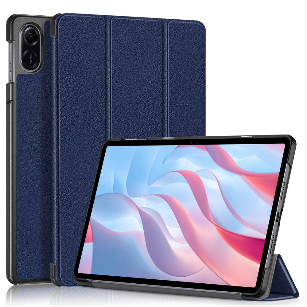 Trifold Stand Cover for Honor Pad X9 / Pad X8 Pro , Solid Color PU Leather Tablet Case