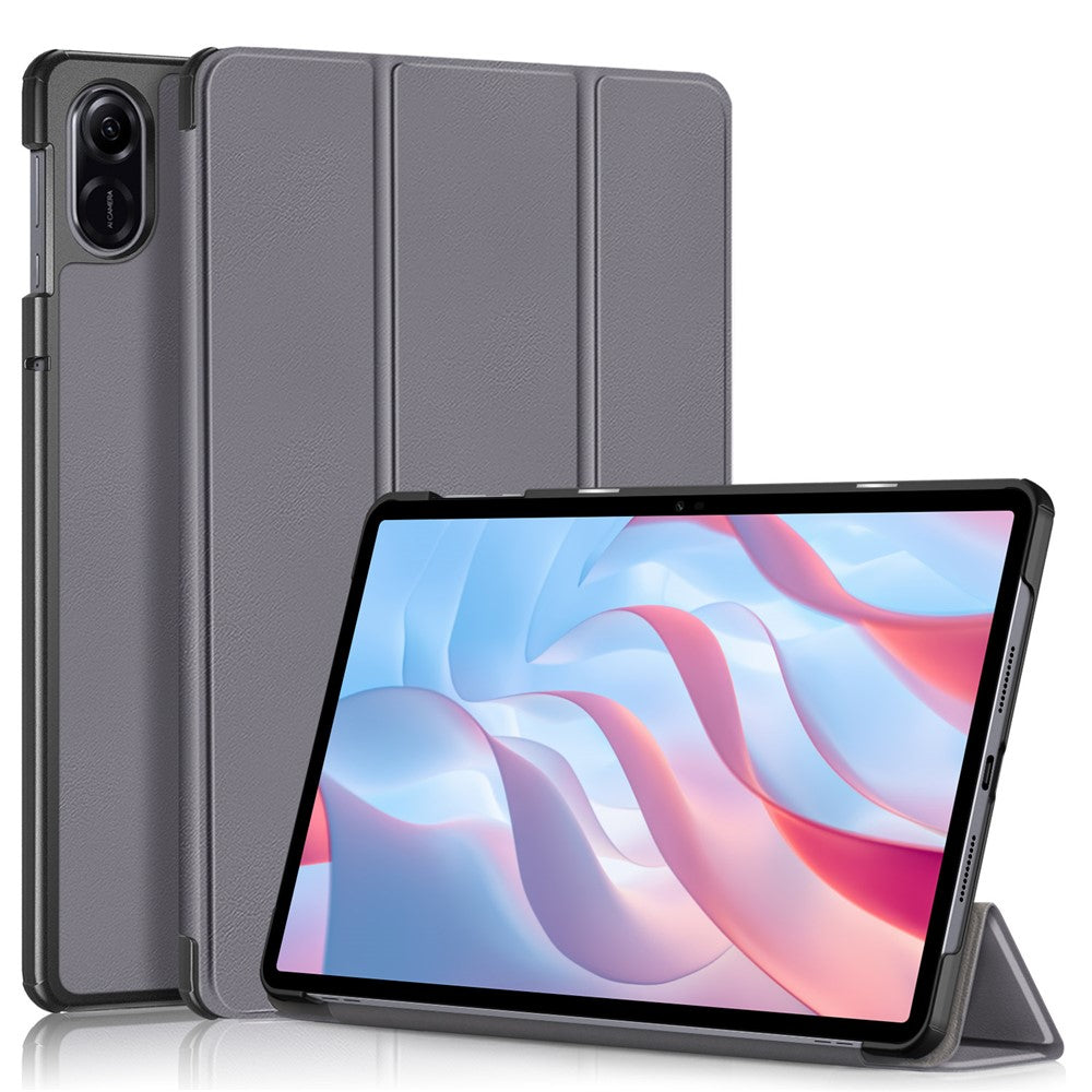 Trifold Stand Cover for Honor Pad X9 / Pad X8 Pro , Solid Color PU Leather Tablet Case