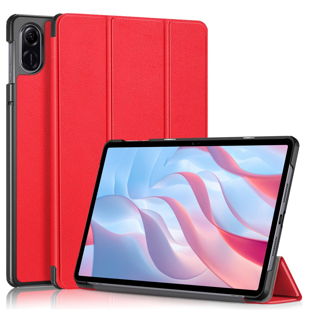 Trifold Stand Cover for Honor Pad X9 / Pad X8 Pro , Solid Color PU Leather Tablet Case