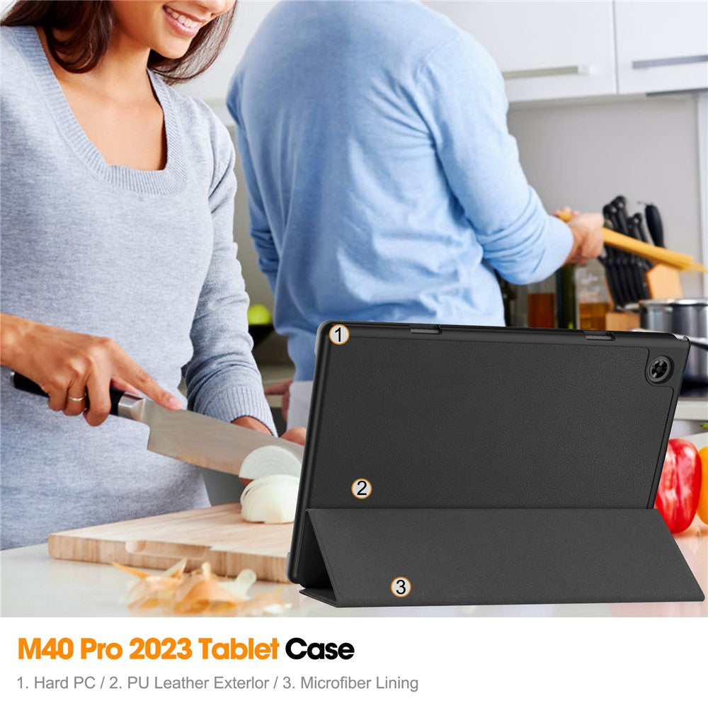 For Teclast M40 / M40 Plus / P20 HD / P20S Tablet Case Tri-fold Stand PU Leather Anti-drop Tablet Cover