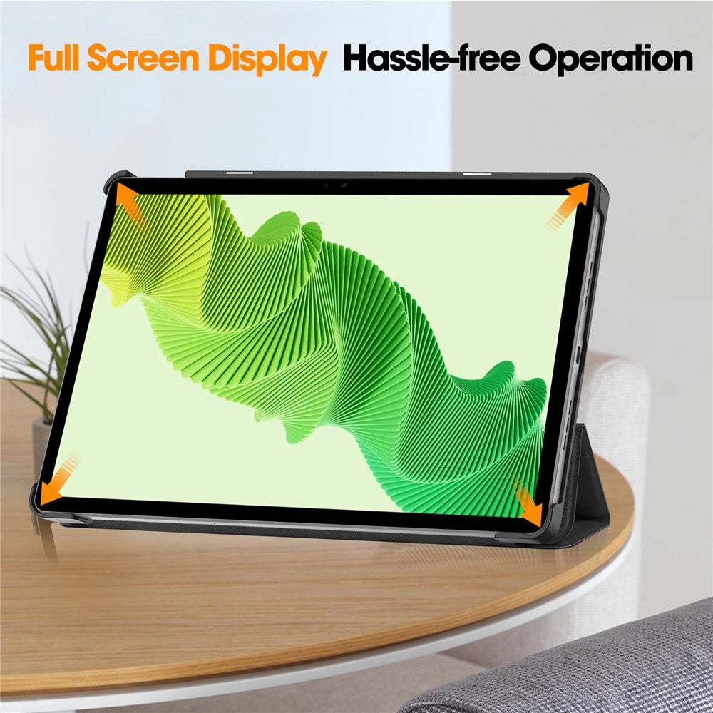 For Realme Pad 2 Trifold Stand Tablet Case PU Leather Full Protection Cover