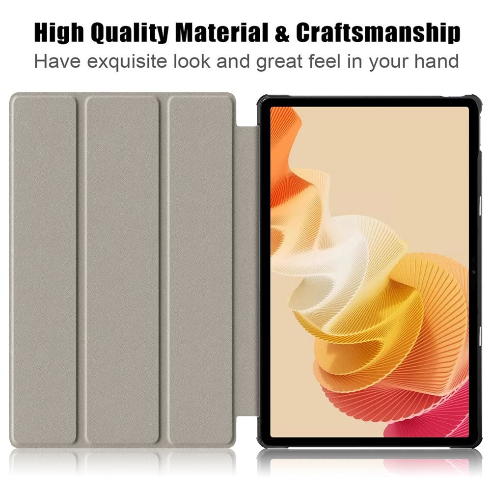 For Realme Pad 2 PU Leather Trifold Stand Cover Full Protection Shock Resistant Tablet Case