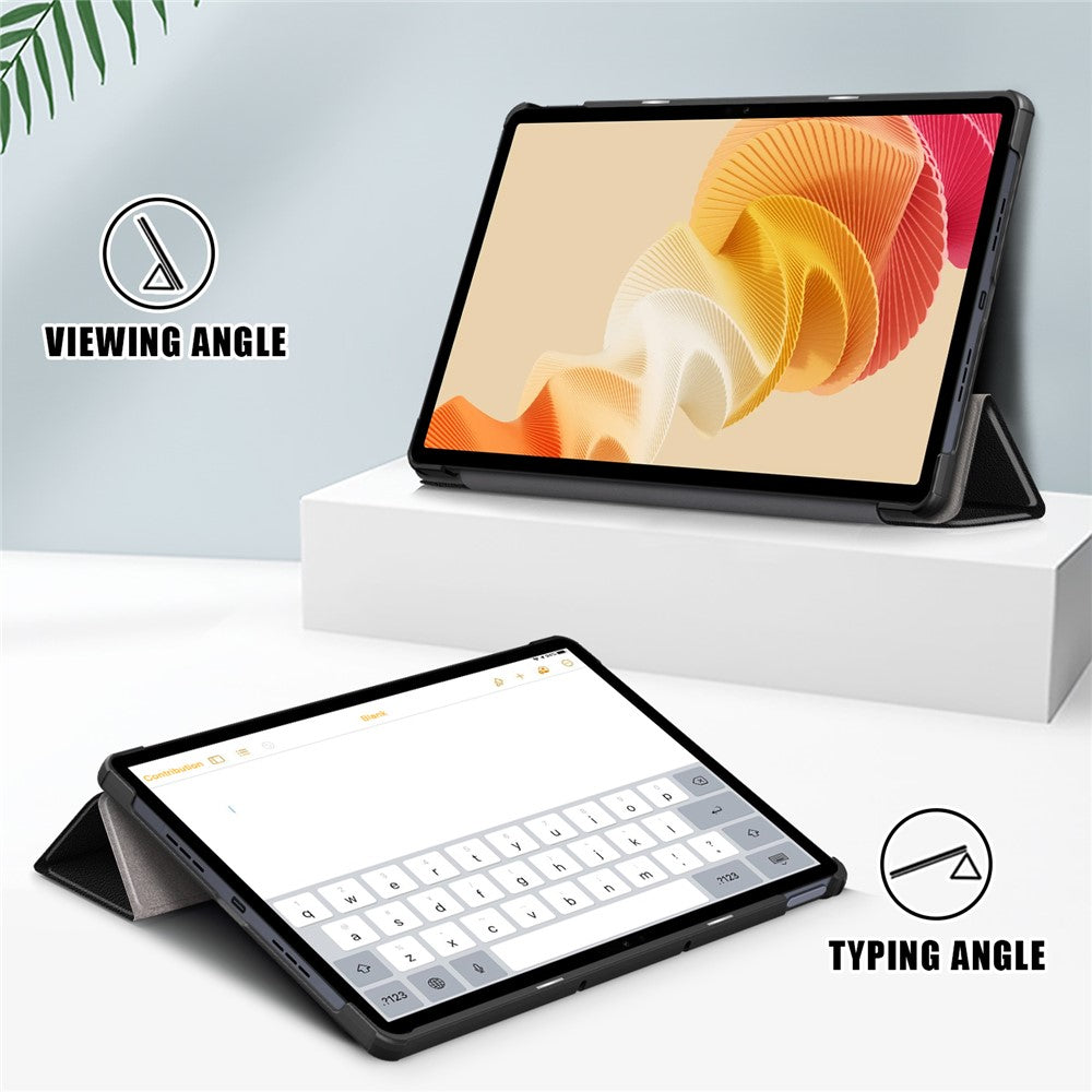 For Realme Pad 2 PU Leather Trifold Stand Cover Full Protection Shock Resistant Tablet Case