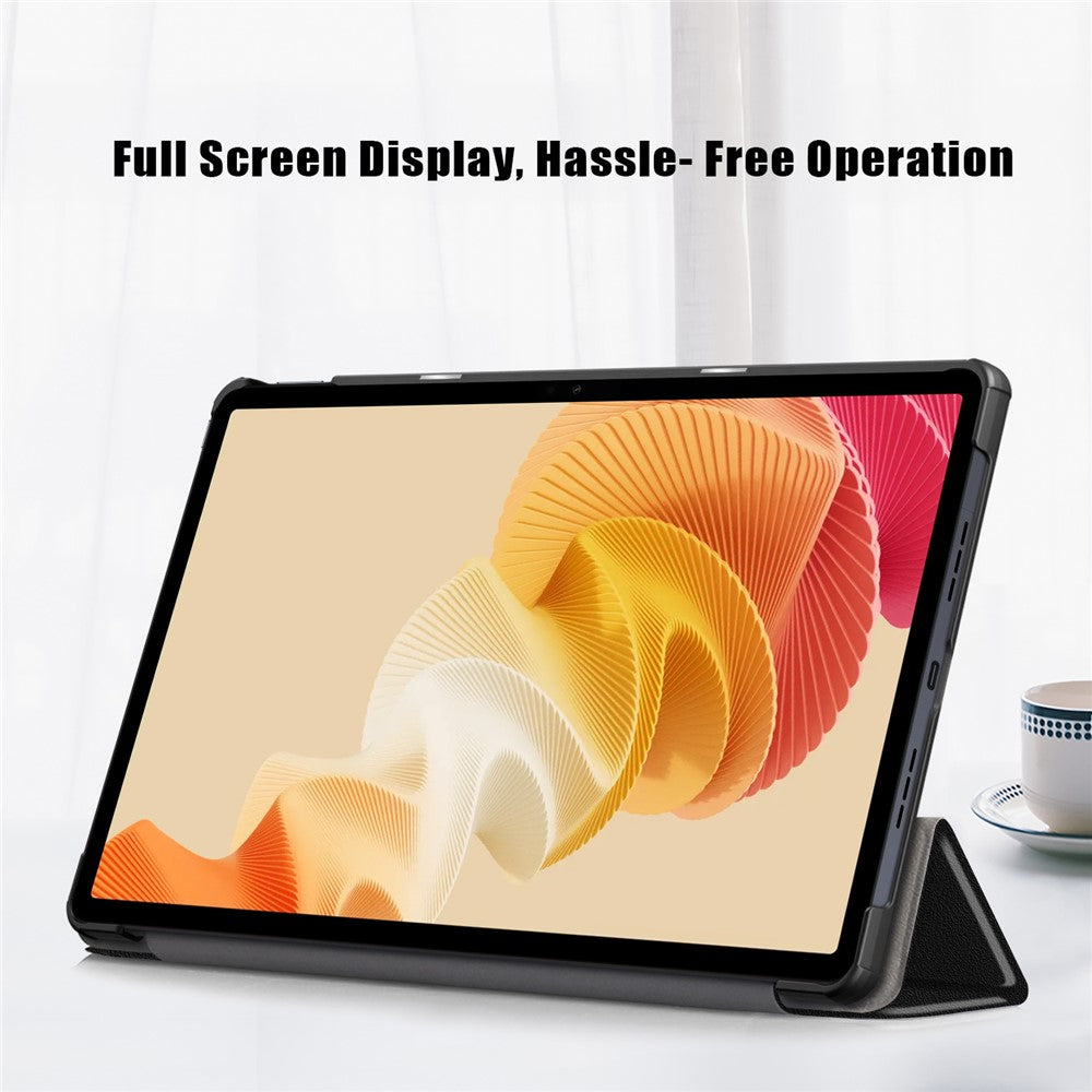 For Realme Pad 2 PU Leather Trifold Stand Cover Full Protection Shock Resistant Tablet Case