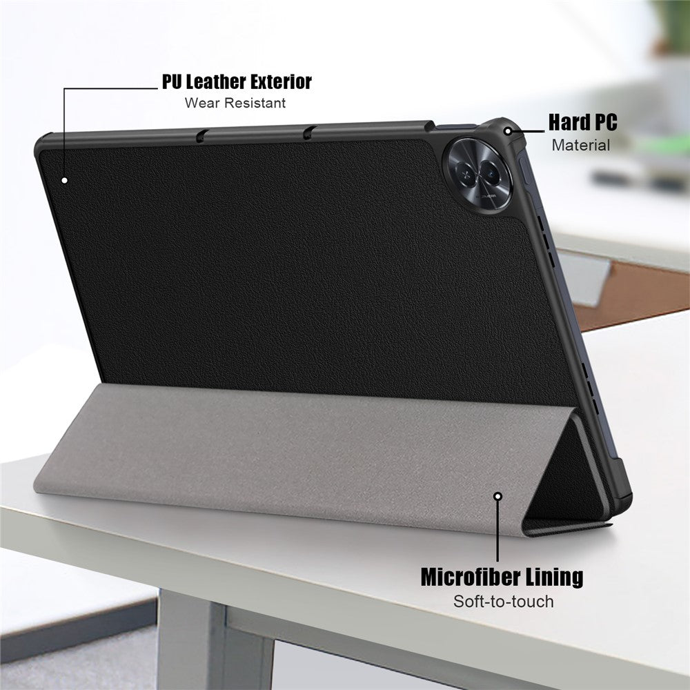 For Realme Pad 2 PU Leather Trifold Stand Cover Full Protection Shock Resistant Tablet Case