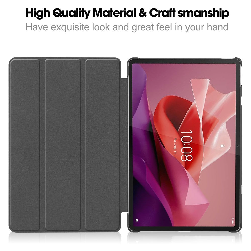 For Lenovo Tab P12 PU Leather Case Tri-fold Stand Full Protection Tablet Cover