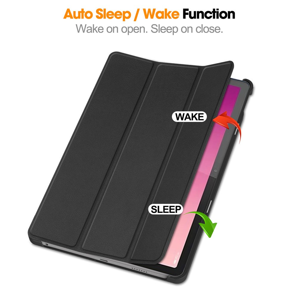 For Lenovo Tab P12 PU Leather Case Tri-fold Stand Full Protection Tablet Cover