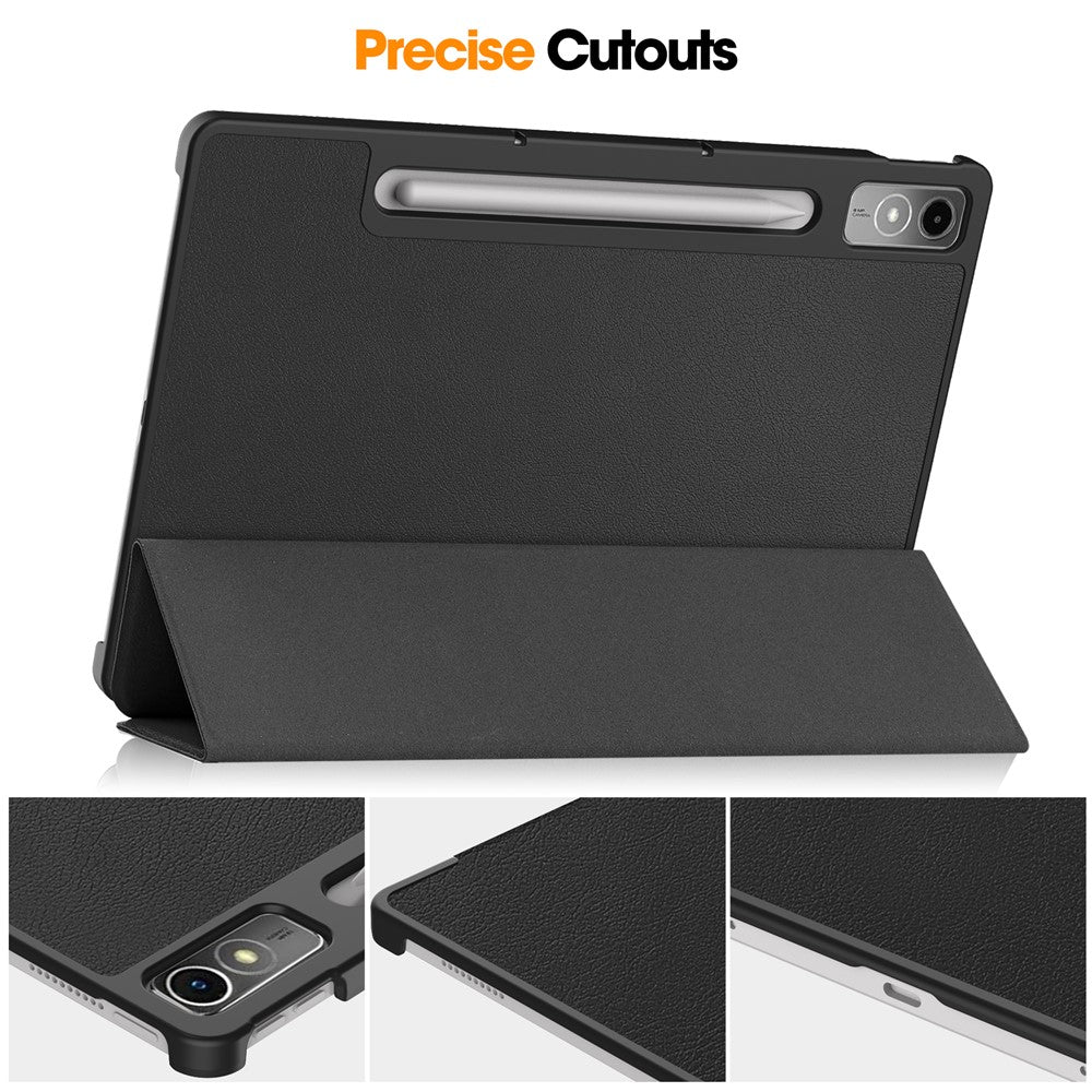 For Lenovo Tab P12 PU Leather Case Tri-fold Stand Full Protection Tablet Cover