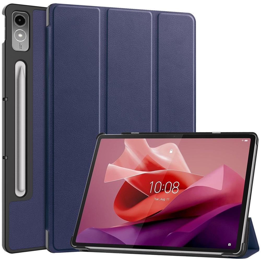 For Lenovo Tab P12 PU Leather Case Tri-fold Stand Full Protection Tablet Cover