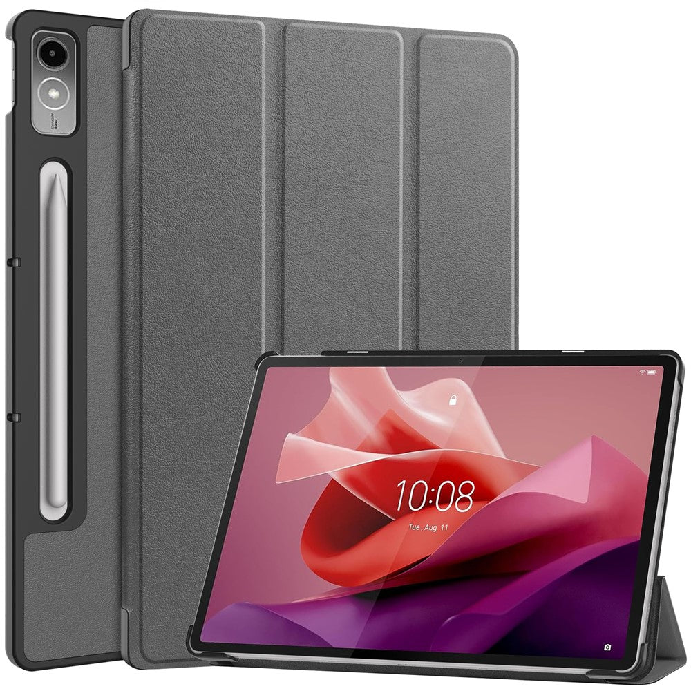 For Lenovo Tab P12 PU Leather Case Tri-fold Stand Full Protection Tablet Cover