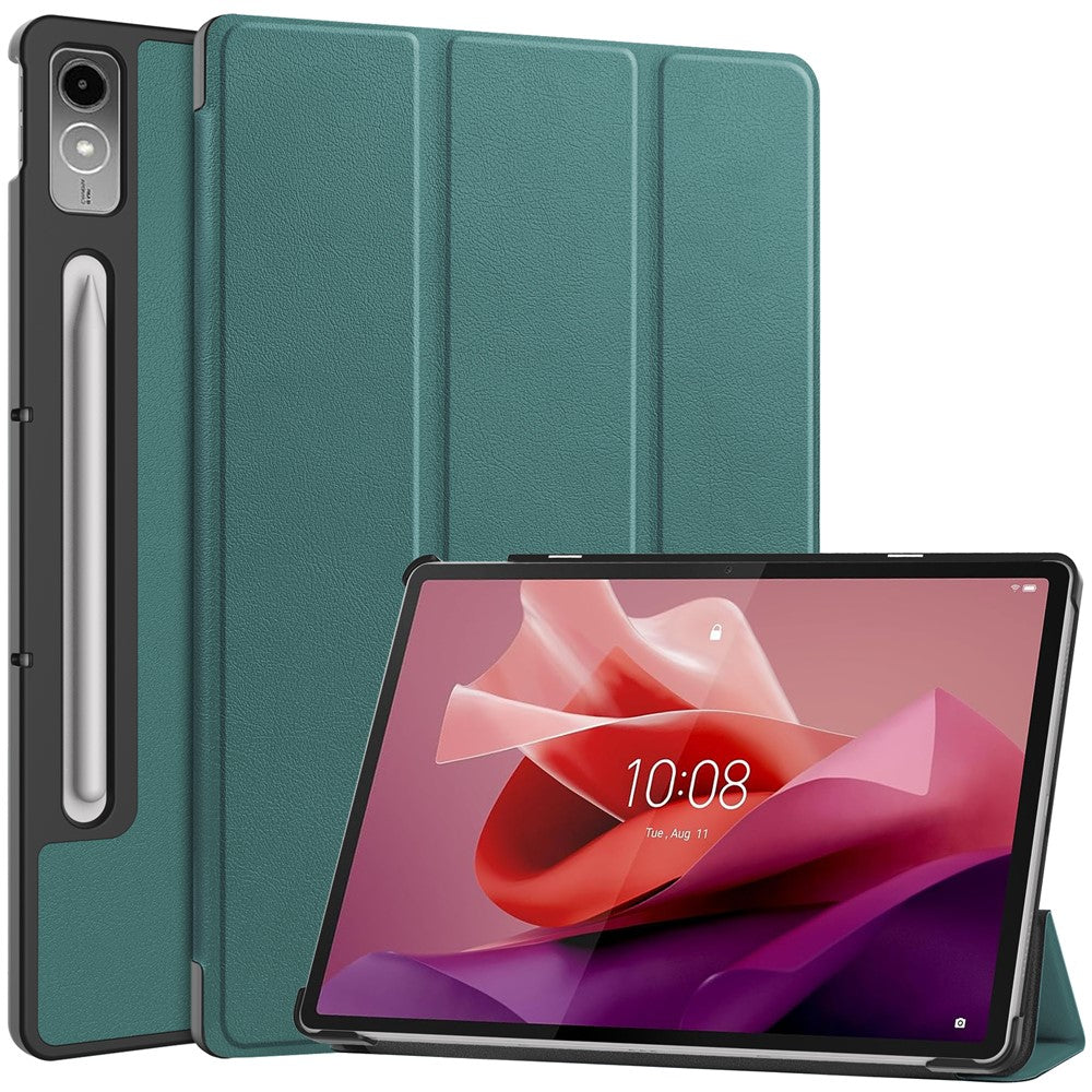 For Lenovo Tab P12 PU Leather Case Tri-fold Stand Full Protection Tablet Cover