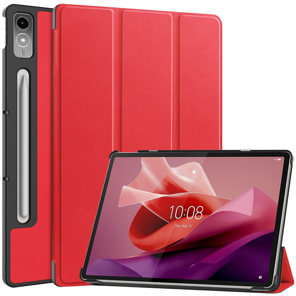 For Lenovo Tab P12 PU Leather Case Tri-fold Stand Full Protection Tablet Cover