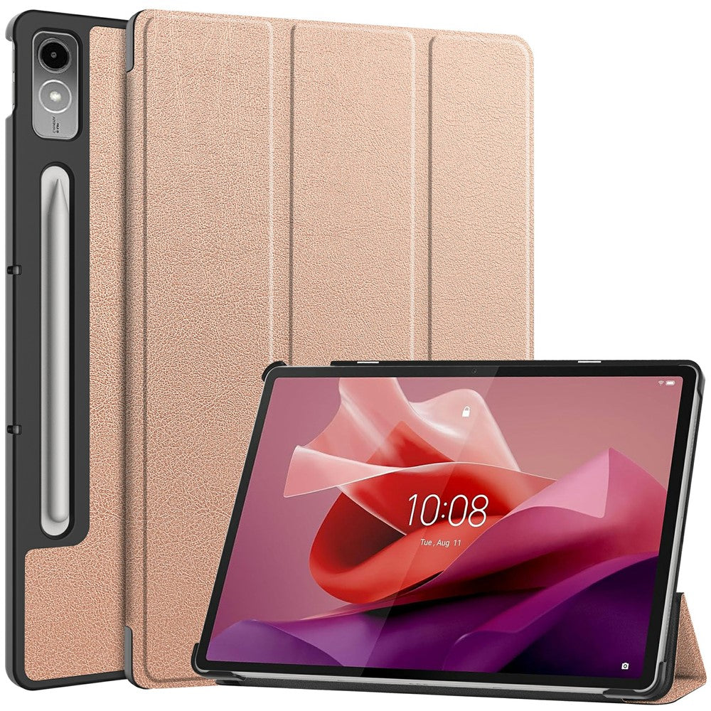 For Lenovo Tab P12 PU Leather Case Tri-fold Stand Full Protection Tablet Cover
