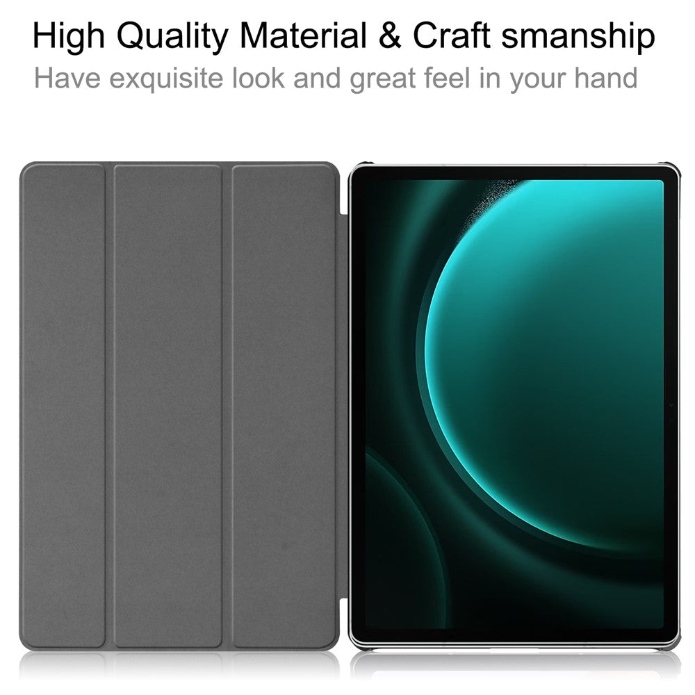 For Samsung Galaxy Tab S9 FE+ Leather Case Tablet Cover with Tri-fold Stand