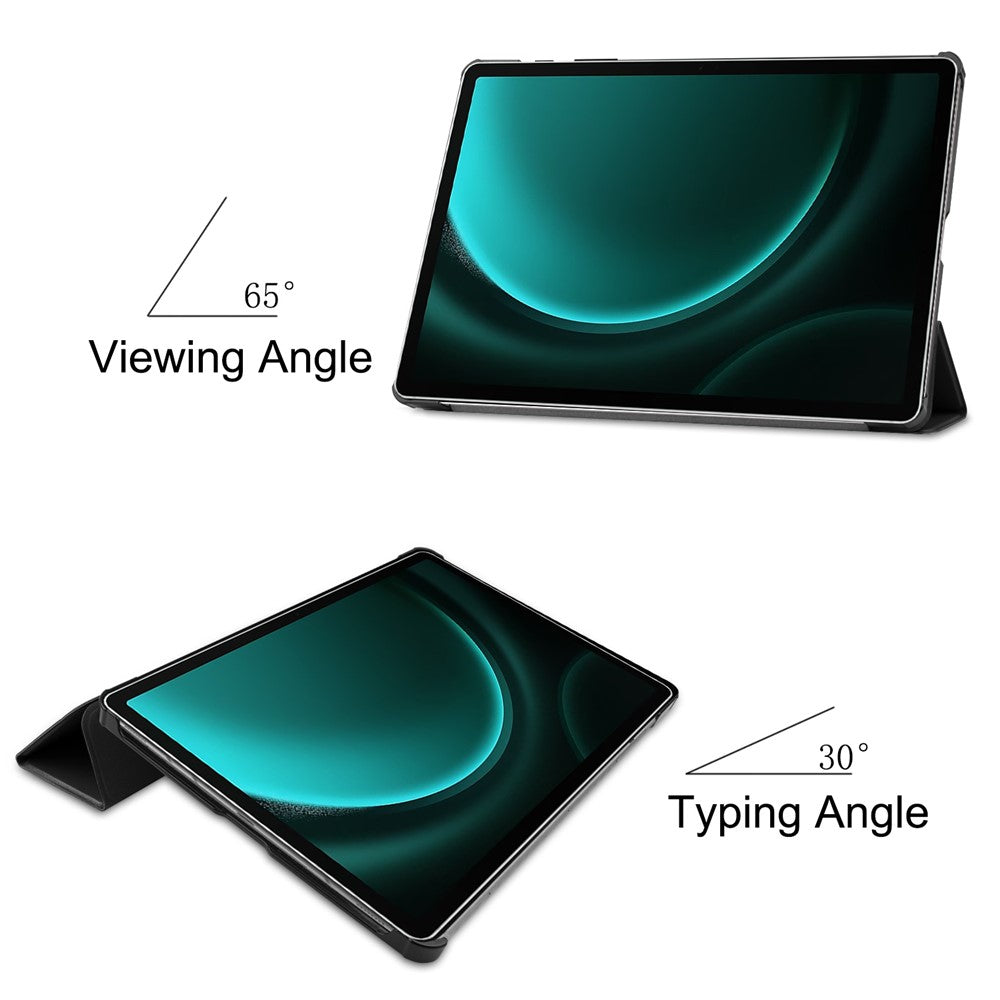 For Samsung Galaxy Tab S9 FE+ Leather Case Tablet Cover with Tri-fold Stand