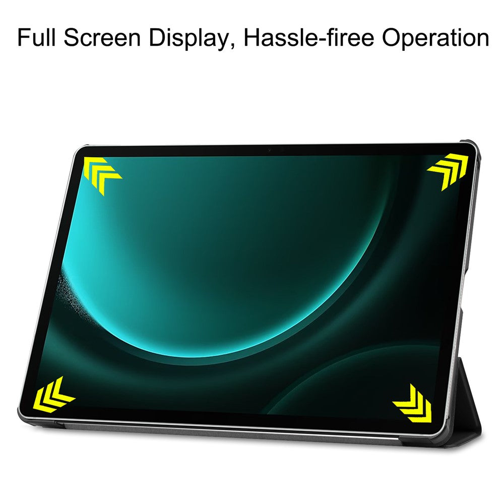 For Samsung Galaxy Tab S9 FE+ Leather Case Tablet Cover with Tri-fold Stand