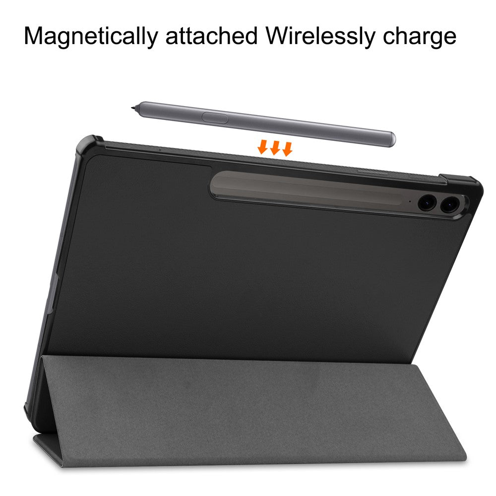 For Samsung Galaxy Tab S9 FE+ Leather Case Tablet Cover with Tri-fold Stand