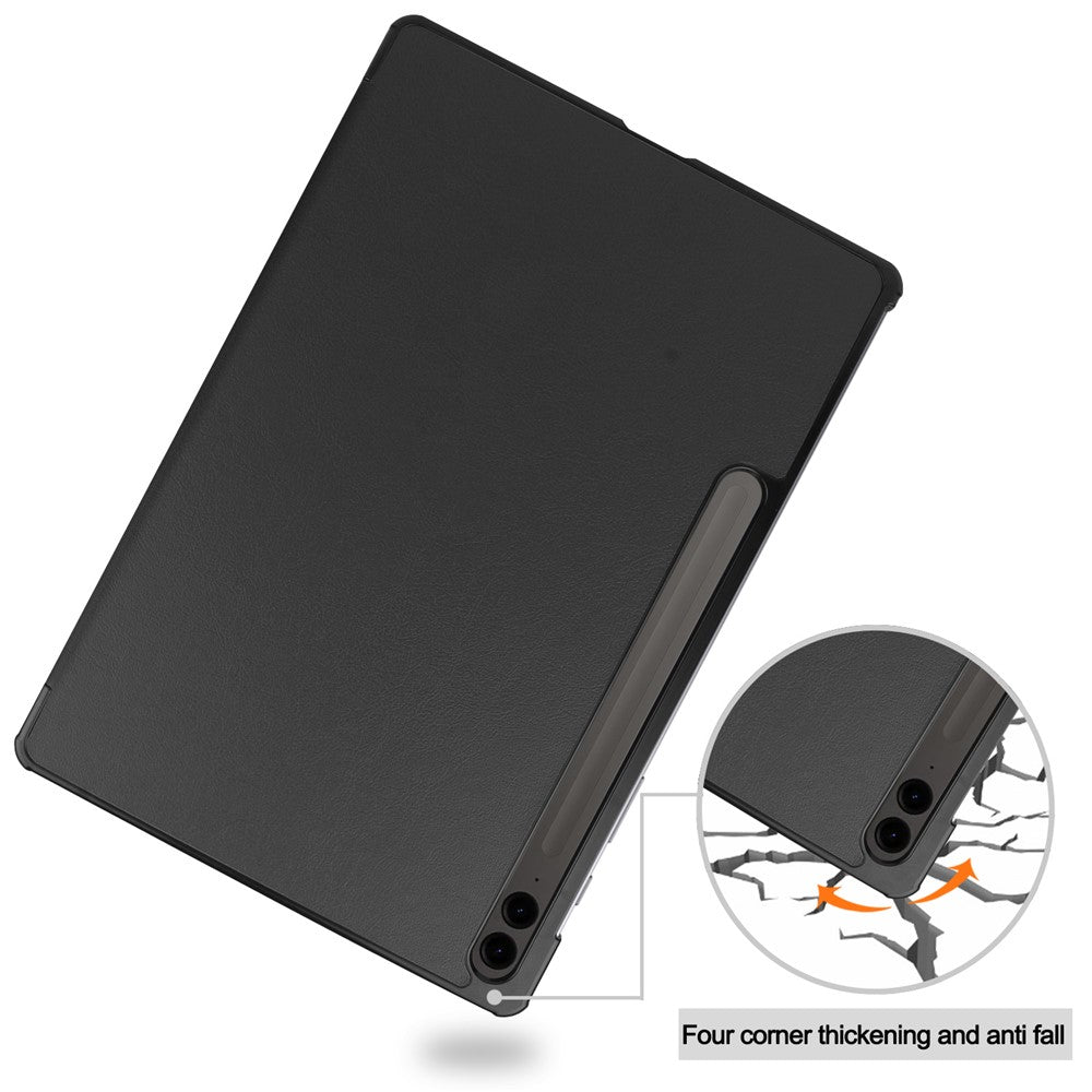 For Samsung Galaxy Tab S9 FE+ Leather Case Tablet Cover with Tri-fold Stand
