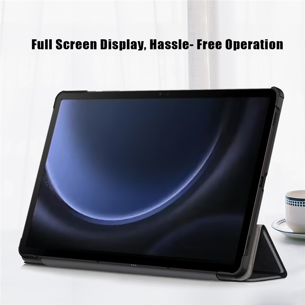 For Samsung Galaxy Tab S9 FE+ SM-x610 / SM-616 Case Leather Tablet Cover with Trifold Stand