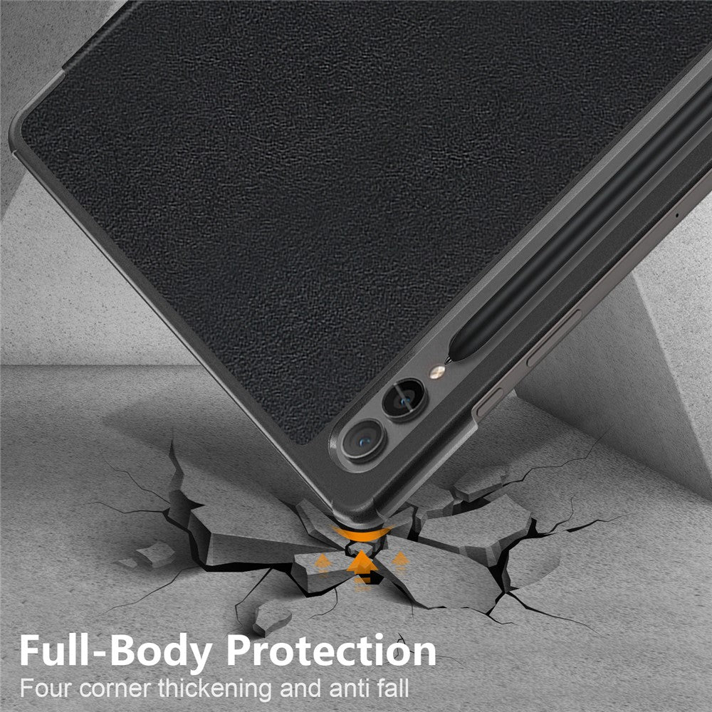 For Samsung Galaxy Tab S9 FE+ SM-x610 / SM-616 Case Leather Tablet Cover with Trifold Stand