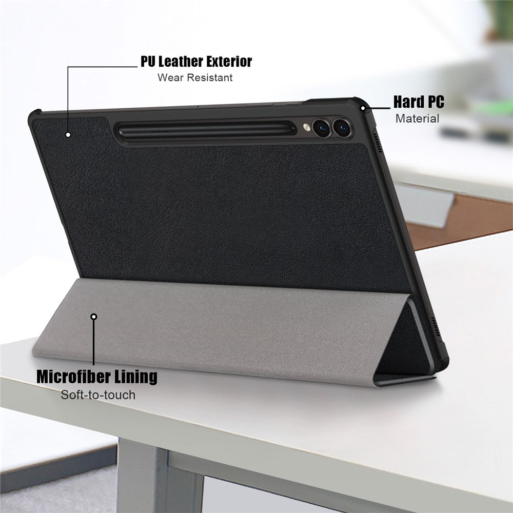 For Samsung Galaxy Tab S9 FE+ SM-x610 / SM-616 Case Leather Tablet Cover with Trifold Stand