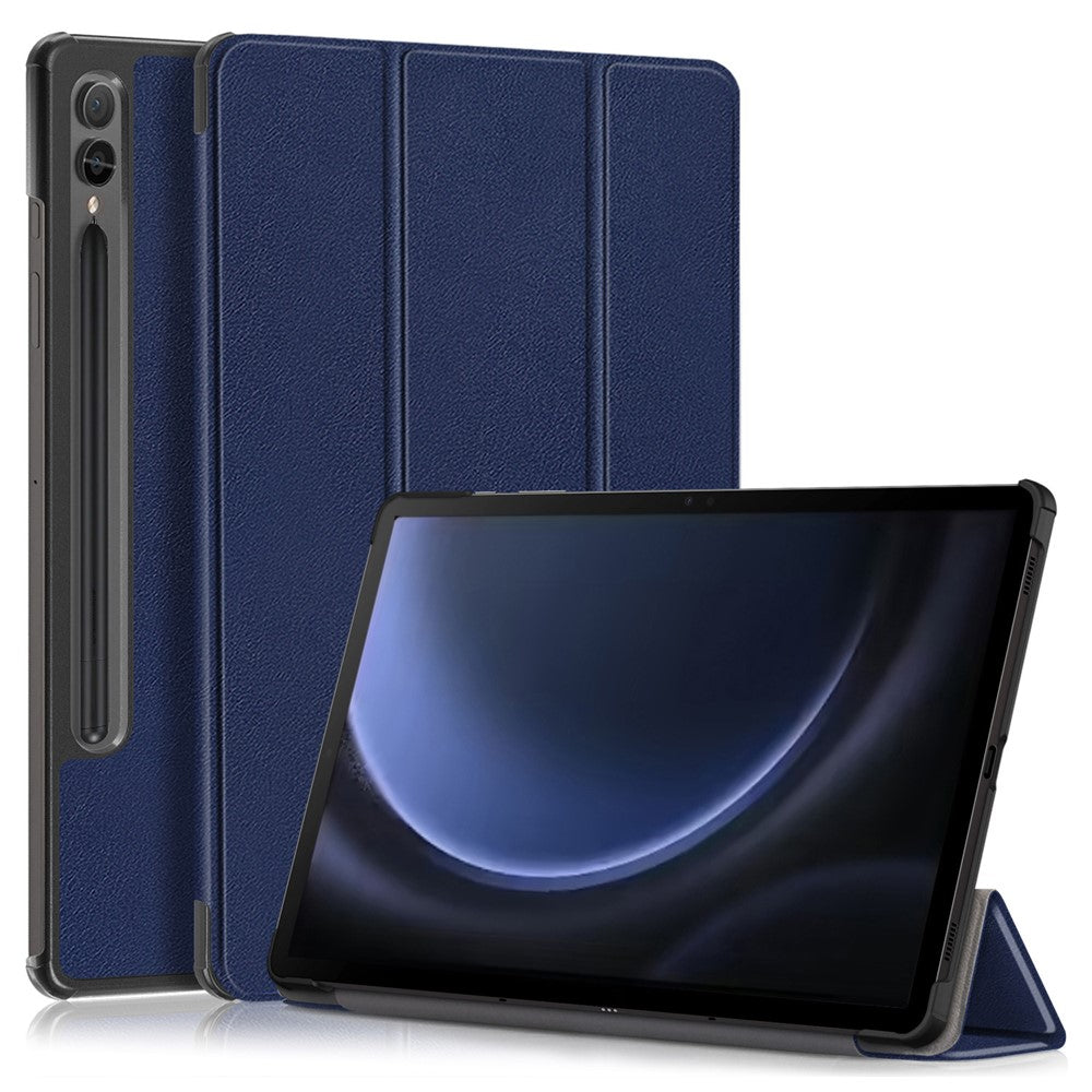 For Samsung Galaxy Tab S9 FE+ SM-x610 / SM-616 Case Leather Tablet Cover with Trifold Stand